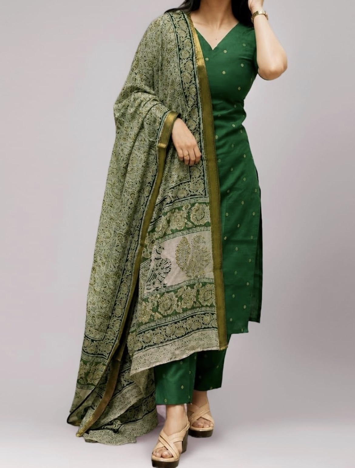 GoSriKi Kurta Set Women Viscose Printed | Kurti Set Woman | Kurta Pant Dupatta 3 Piece Outfit 